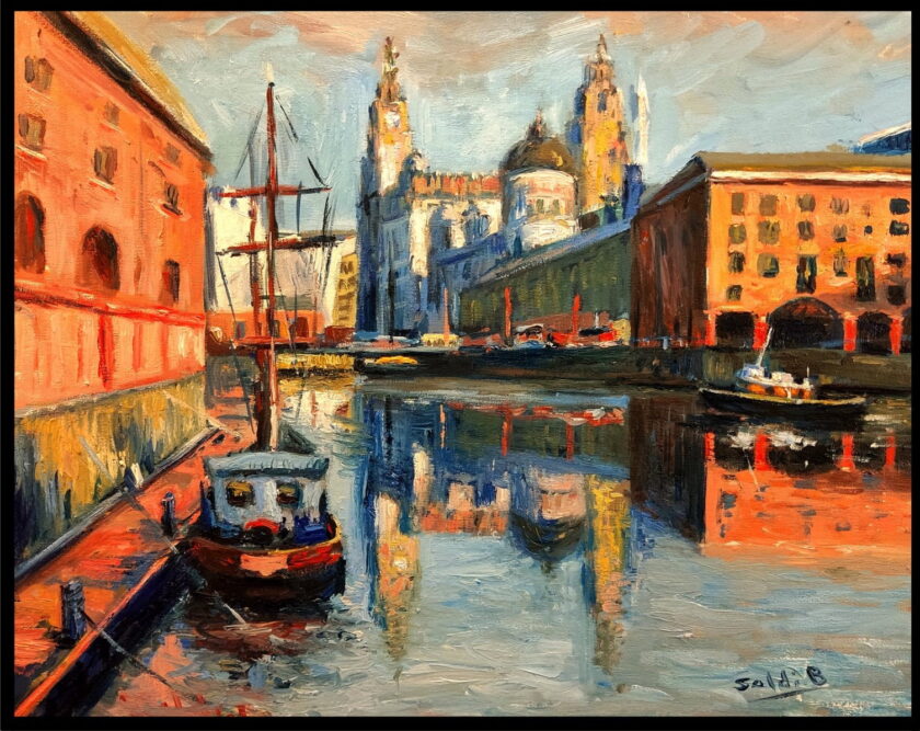 Albert Dock Liverpool Themed Oil Painting