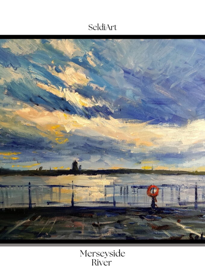 Merseyside River Themed Oil Painting