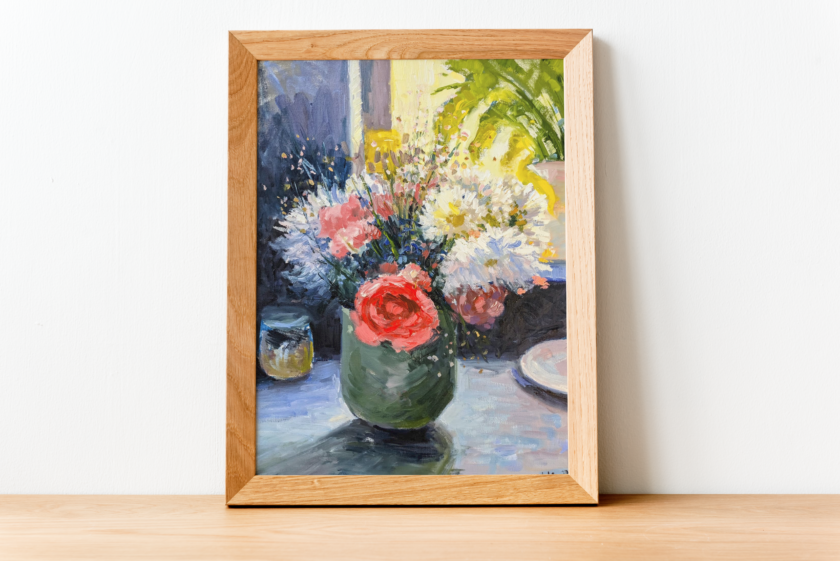 Sunlight On Flowers Original Oil Painting - Image 4