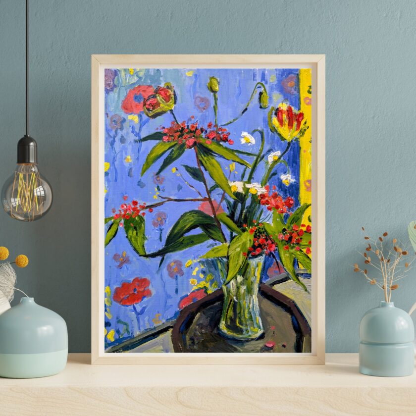 Japanese Flowers Original Oil Painting - Image 2