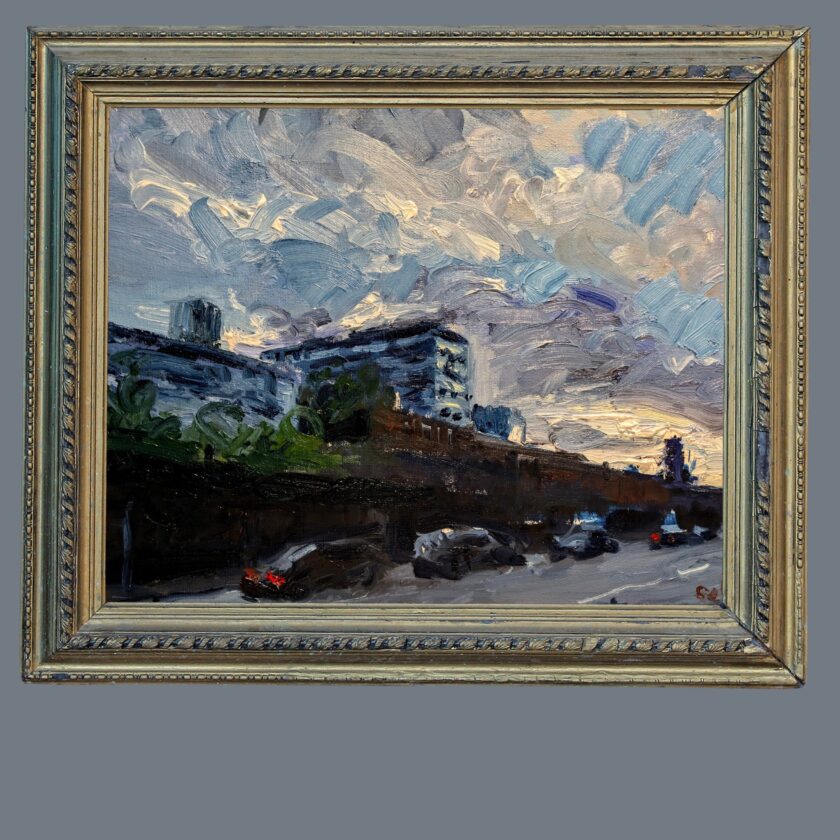 City Lights at Dusk, Original Oil Painting - Image 2