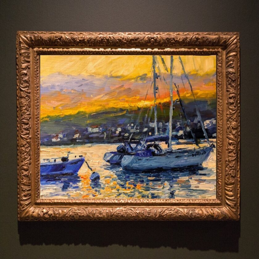 Harbor at Sunset, Original Oil Painting - Image 2